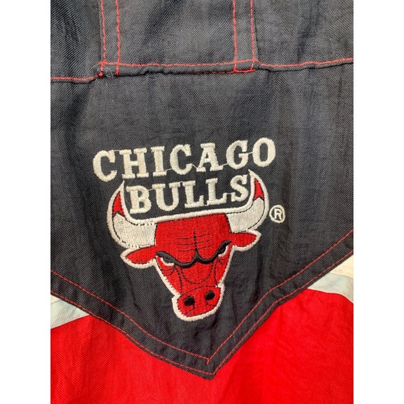 90s Vintage Chicago Bulls NBA Starter Pullover 1/4 Zip Jacket Red XLarge 6700 - Picture 2 of 16